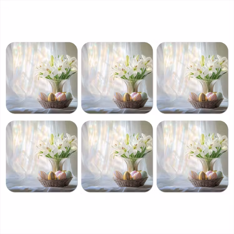 Vaas - Eieren - Bloemen onderzetter kurk middel -3d