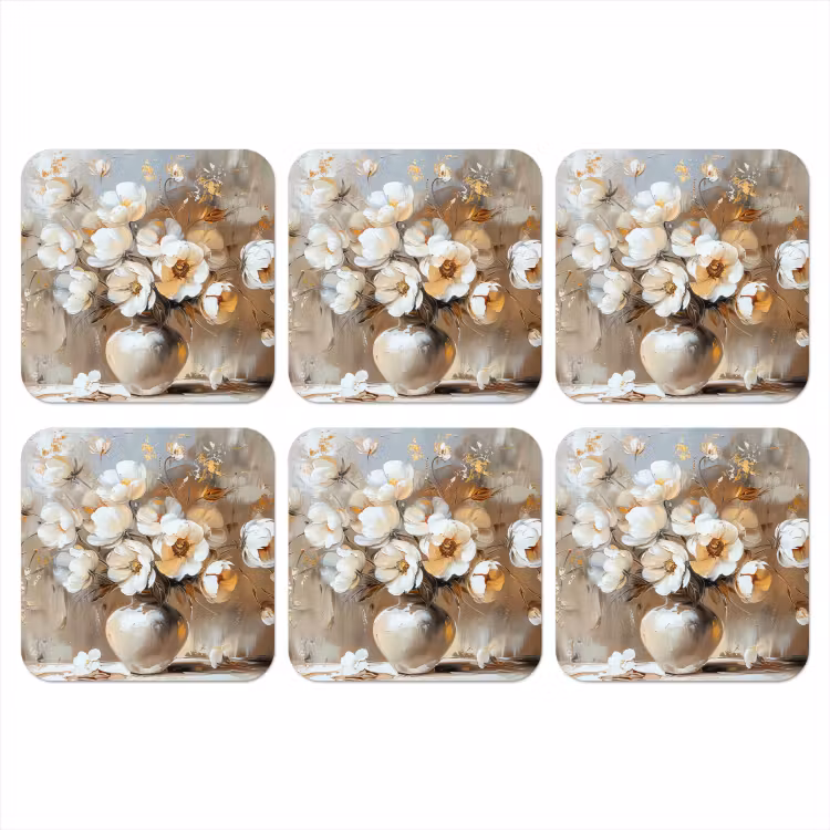 Vaas - Bloemen - Kunst - Goud onderzetter kurk middel -3d