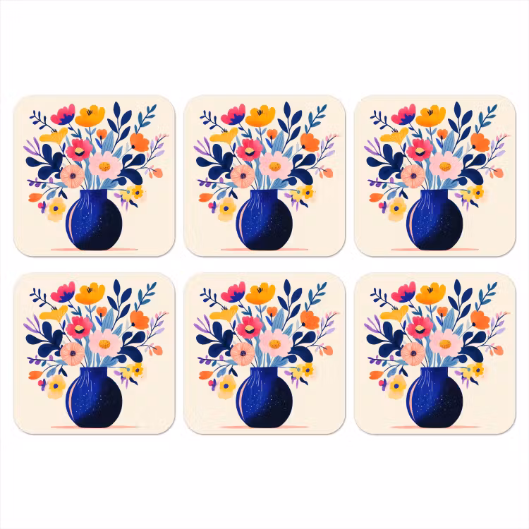Vaas - Bloemen - Boeket onderzetter kurk middel -3d