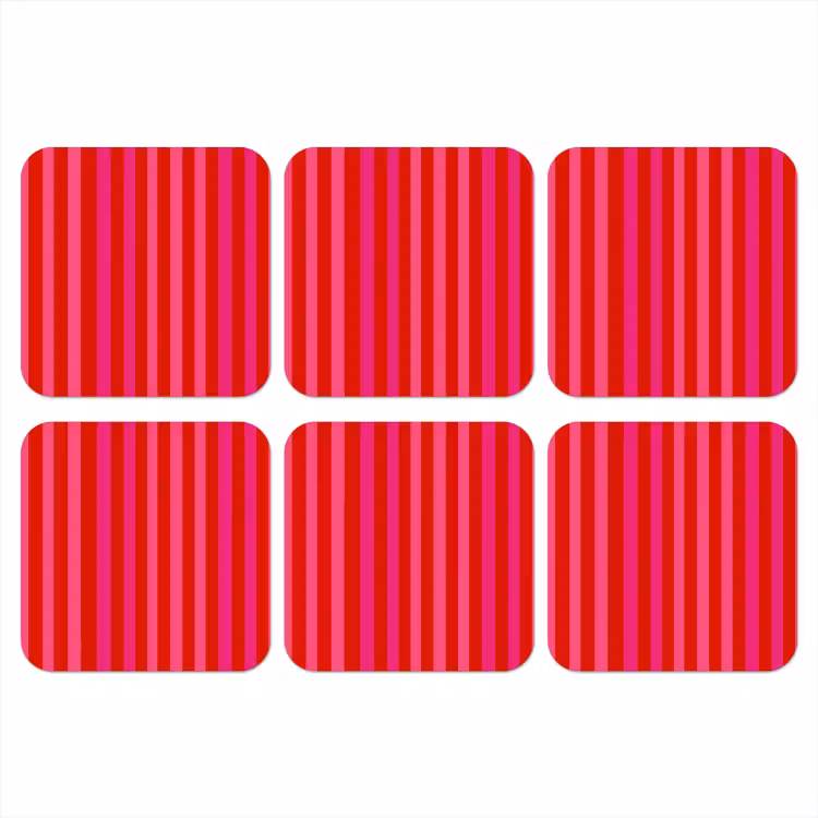 Verticaal - Strepen - Roze onderzetter kurk middel 366 -3d