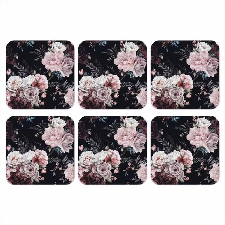 Vintage - Rozen - Romantisch - Bloemen onderzetter kurk middel -3d