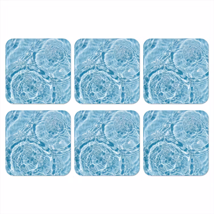 Water - Blauw - bubbels onderzetter kurk middel -3d
