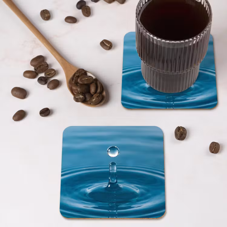 Waterdruppel - Water - Oppervlakte onderzetter kurk middel -sfeer2