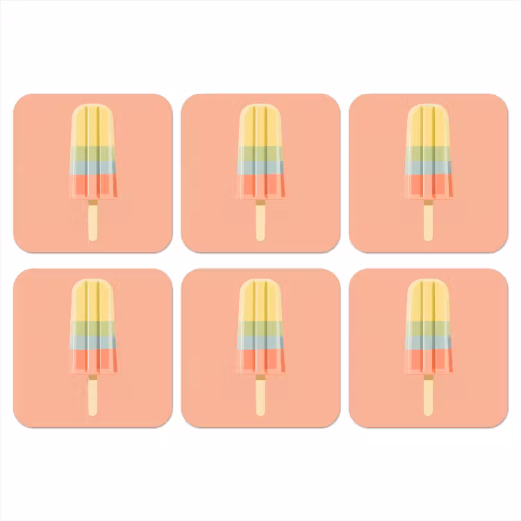Waterijsje - Pasteltinten - Minimalistisch onderzetter kurk middel -3d