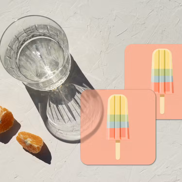 Waterijsje - Pasteltinten - Minimalistisch onderzetter kurk middel -sfeer4
