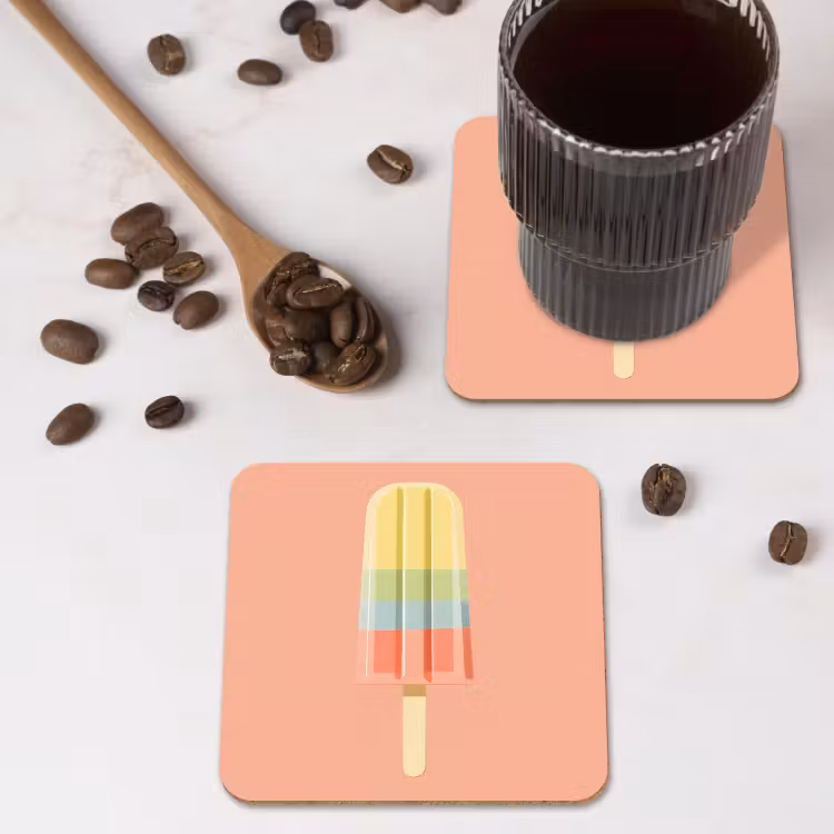 Waterijsje - Pasteltinten - Minimalistisch onderzetter kurk middel -sfeer2