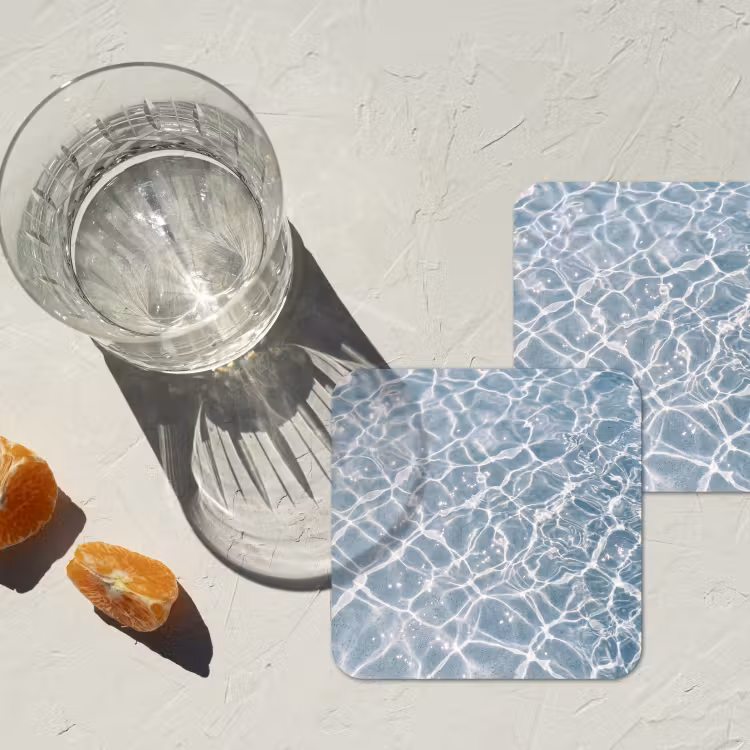 Water - Reflectie - Zonlicht onderzetter kurk middel -sfeer4