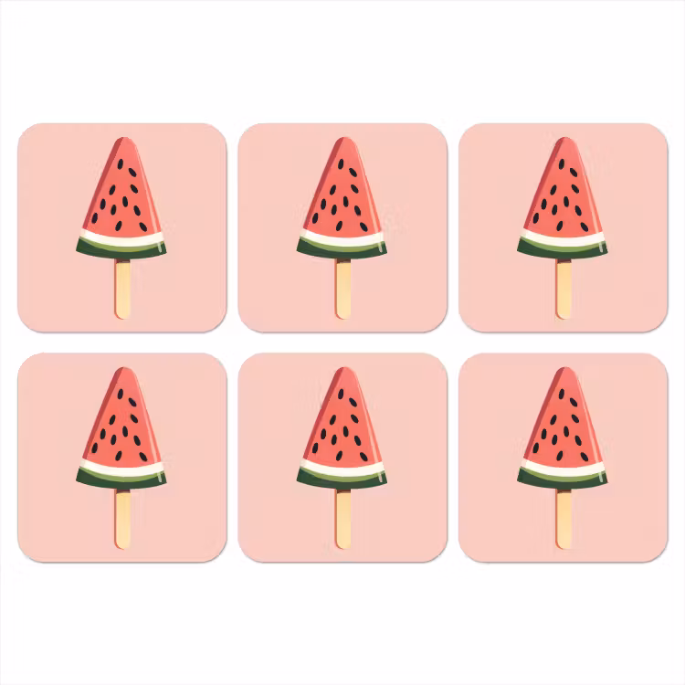 Watermeloen - Ijsje - Pitjes - Rood onderzetter kurk middel -3d