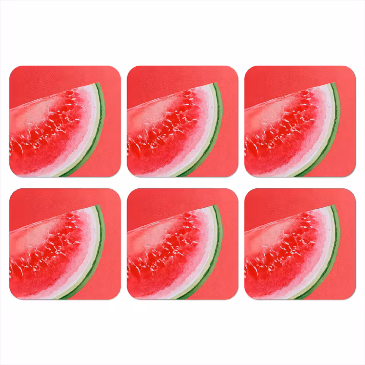 Watermeloen - Rood - Zomers onderzetter kurk middel -3d