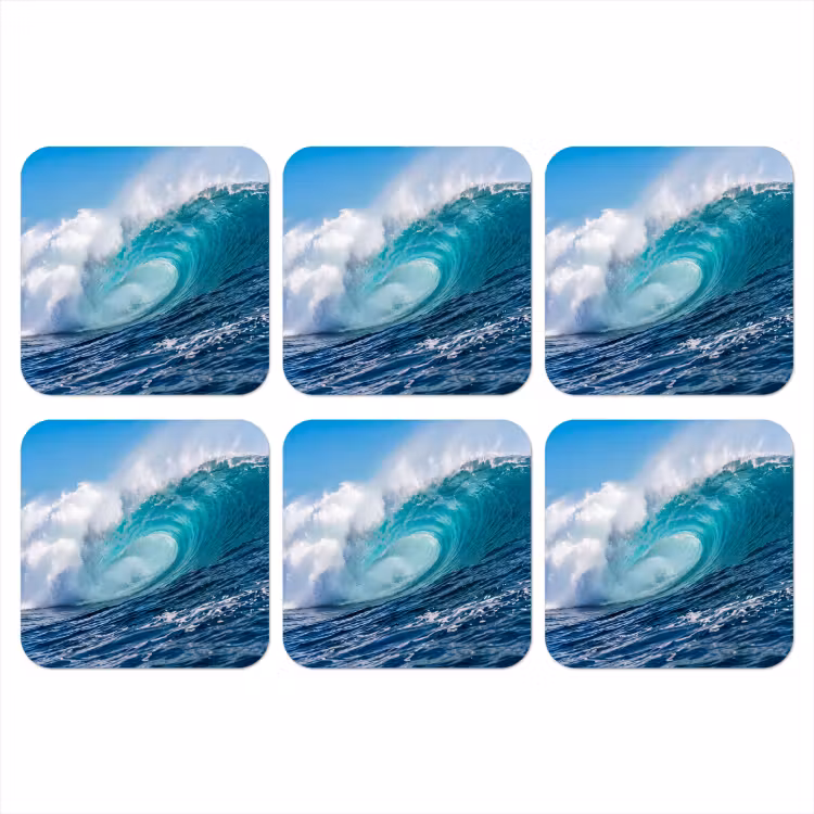 Golf - Oceaan - Water - Dynamisch - Blauw onderzetter kurk middel -3d