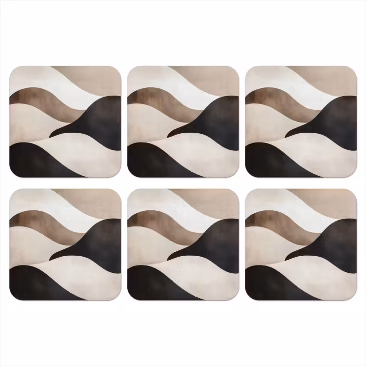 Golven - Abstract - Beige onderzetter kurk middel -3d
