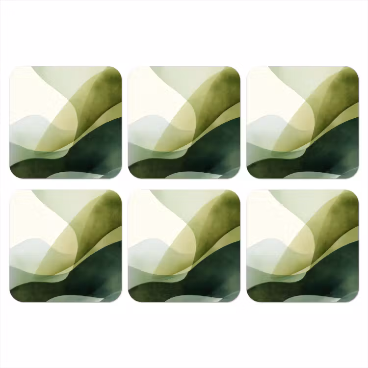 Golven - Abstract - Lichtgroen - Sierlijk onderzetter kurk middel -3d