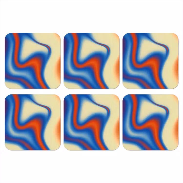 Golven - Kleurrijk - Abstract onderzetter kurk middel -3d