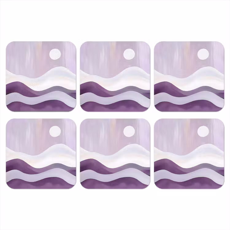 Golven - Heuvels - Abstract - Paars onderzetter kurk middel -3d