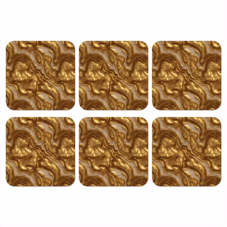 Golven - Organisch - Goud - Crème onderzetter kurk middel 366 -3d