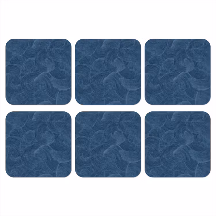 Golven - Textuur - Patroon - Blauw onderzetter kurk middel 366 -3d
