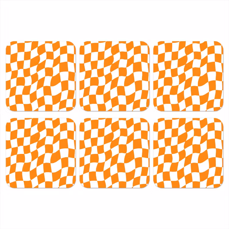 Golvend - Patroon - Oranje onderzetter kurk middel 366 -3d