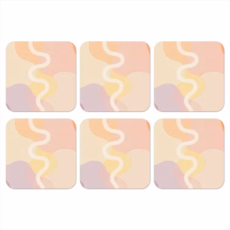 Golvende vormen - Abstract - pastel onderzetter kurk middel -3d