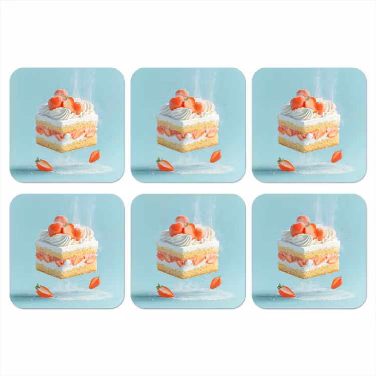 Slagroom - Taart - Blauw - Eten onderzetter kurk middel -3d