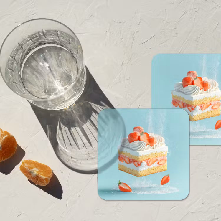 Slagroom - Taart - Blauw - Eten onderzetter kurk middel -sfeer4