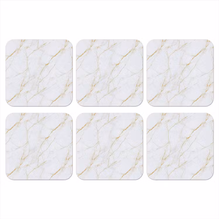 Wit - Marmer - Goud - Luxueus onderzetter kurk middel 366 -3d