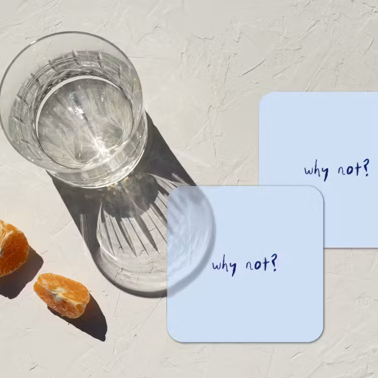 Why not - Blauw - Donker blauw - Quote onderzetter kurk middel -sfeer4