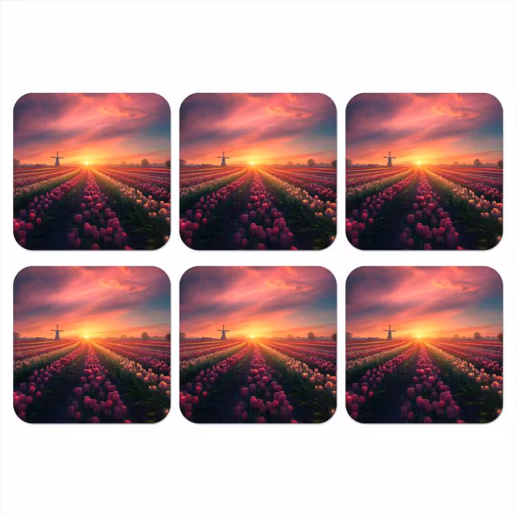 Windmolen - Zonsondergang - Landschap onderzetter kurk middel -3d