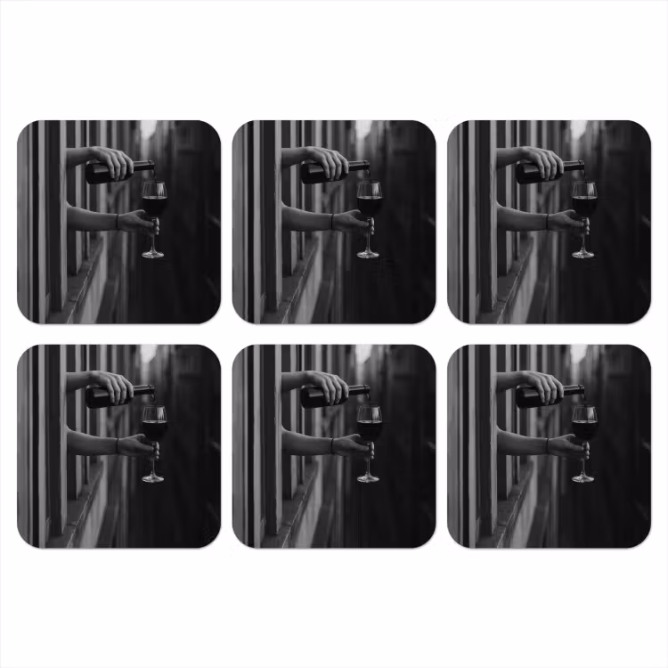 Wijnfles - Glas - Handen - Raam onderzetter kurk middel -3d