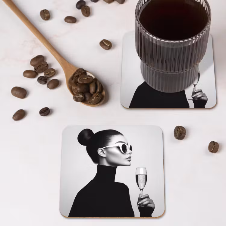 Vrouw - Champagne - Modern onderzetter kurk middel -sfeer2