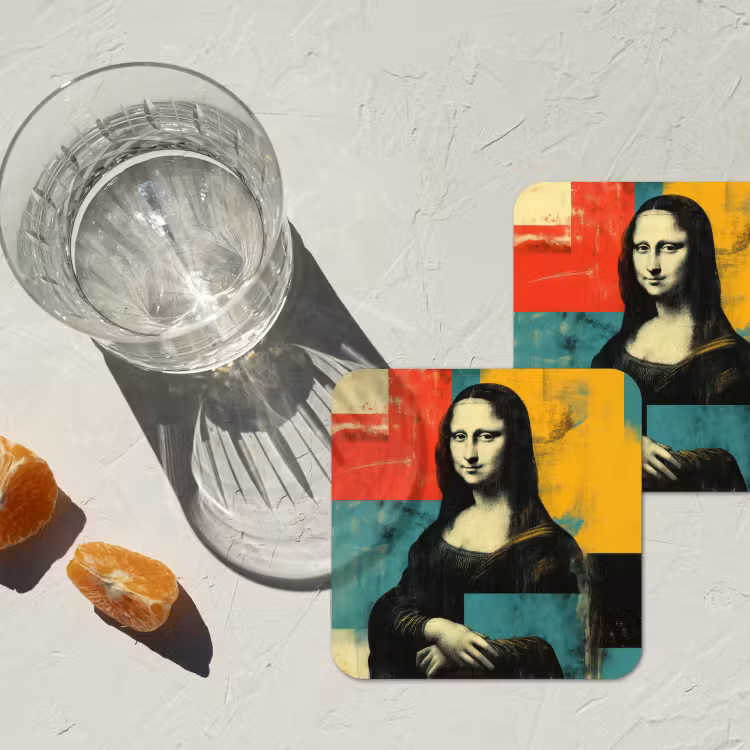 Vrouw - Kleurvlakken - Klassieke schilderkunst onderzetter kurk middel -sfeer4