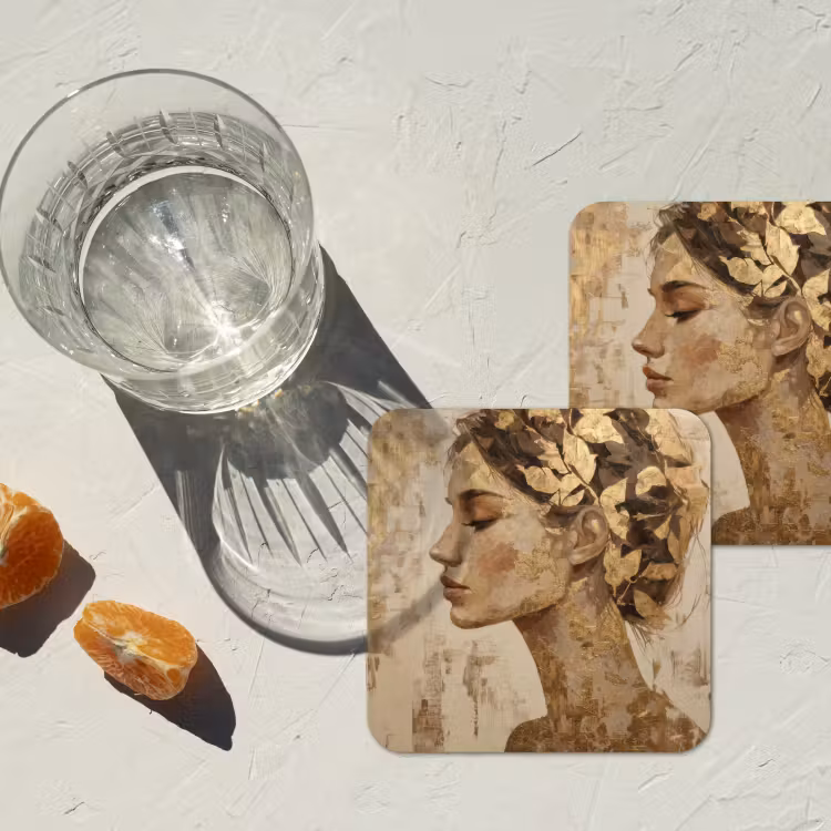 Vrouw - Goud - Abstract - Textuur onderzetter kurk middel -sfeer4