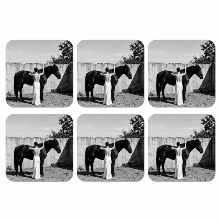 Vrouw - Paard - Artistiek onderzetter kurk middel -3d