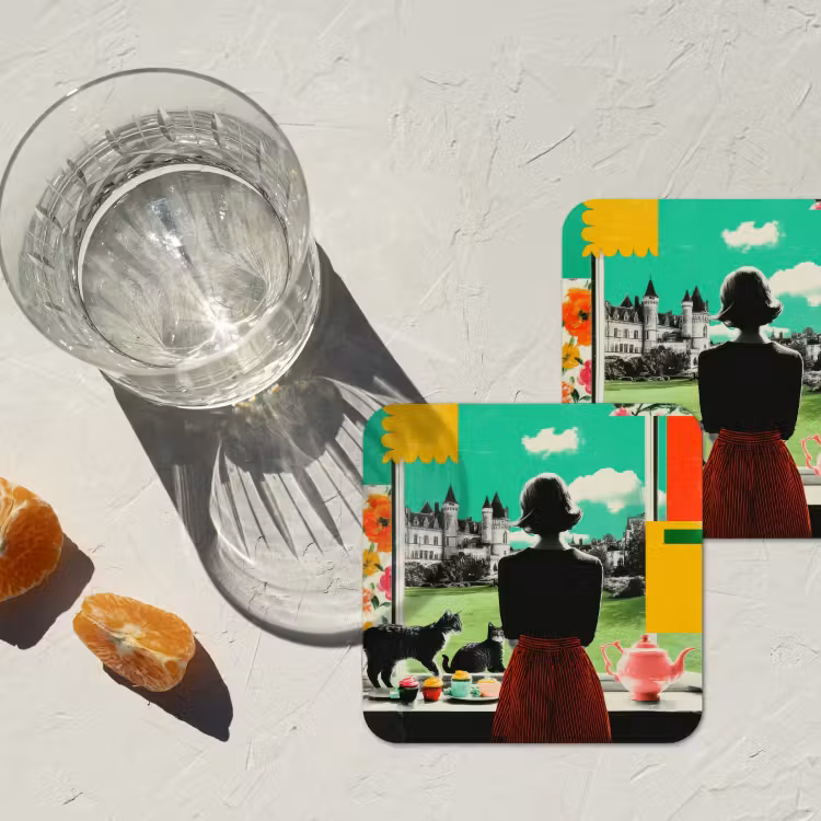 Vrouw - Keuken - Katten - Doorkijk onderzetter kurk middel -sfeer4