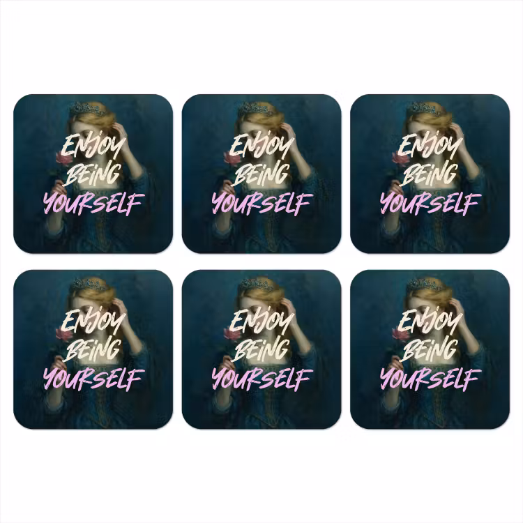 Vrouw - Roos - Quote onderzetter kurk middel -3d