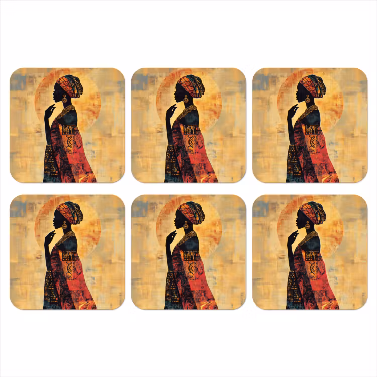 Vrouw - Silhouet - Patronen - Sierlijk onderzetter kurk middel -3d