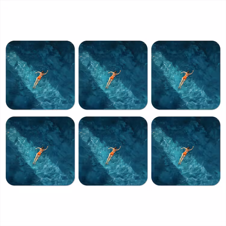 Vrouw - Water - Bikini - Oranje onderzetter kurk middel -3d