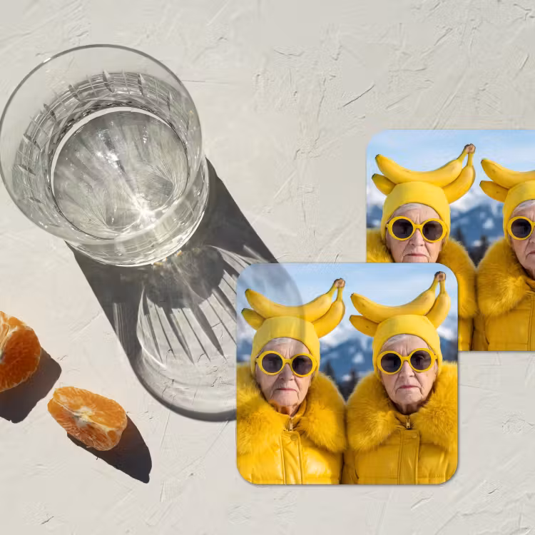 Vrouwen - Bananen - Geel onderzetter kurk middel -sfeer4
