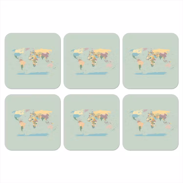 Wereldkaart - Realistisch - Kaart onderzetter kurk middel -3d