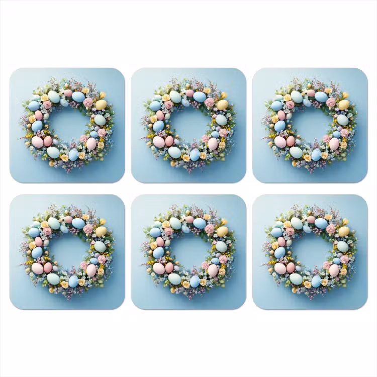 Krans - Eieren - Bloemen onderzetter kurk middel -3d