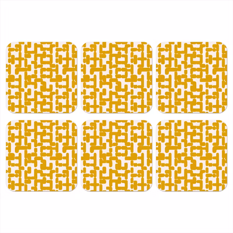 Geel - Beige - Patroon onderzetter kurk middel 366 -3d