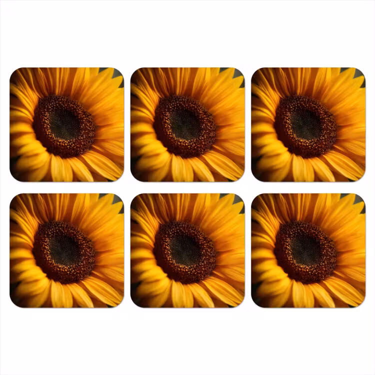 Geel - Zonnebloem - Zomers onderzetter kurk middel -3d