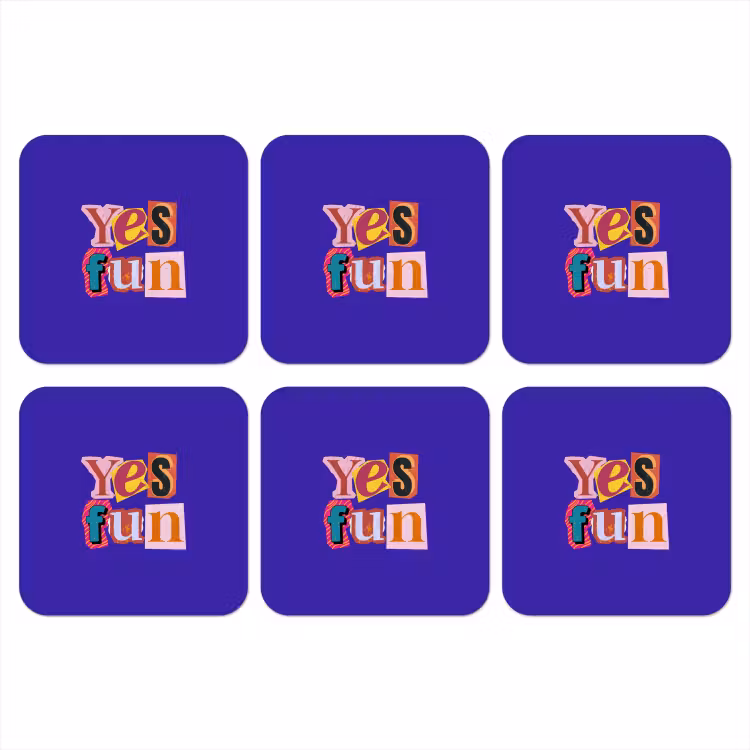 Yes fun - Kleurrijk - Collage-stijl onderzetter kurk middel -3d