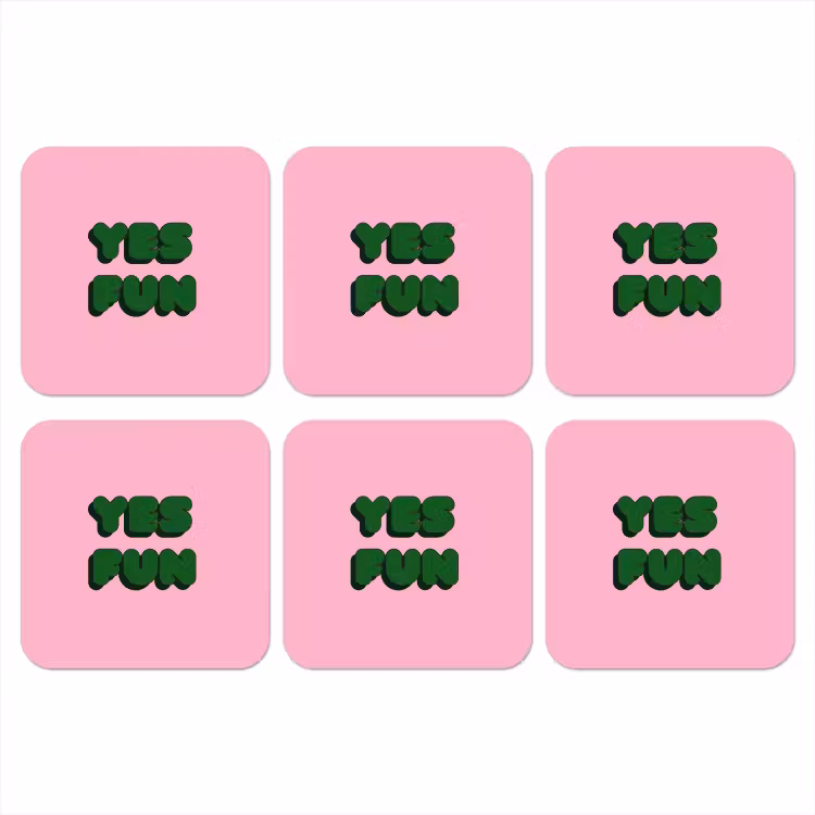 Yes fun - Groen - Roze onderzetter kurk middel -3d