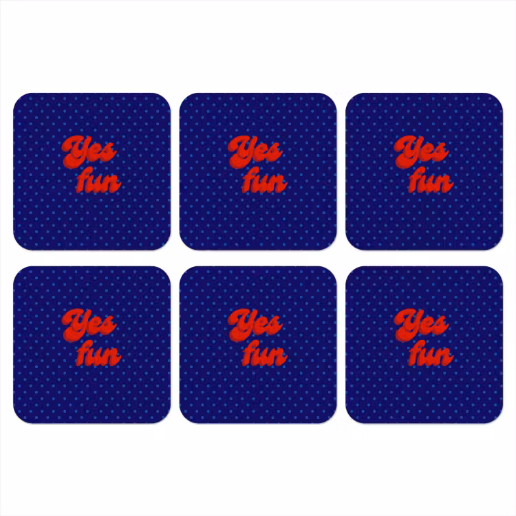 Yes fun - Rood - Blauw - Stippen onderzetter kurk middel -3d
