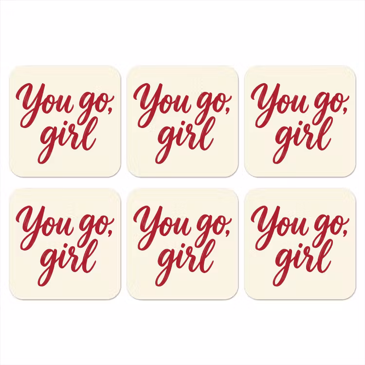 you go girl - Rood - Wit onderzetter kurk middel -3d