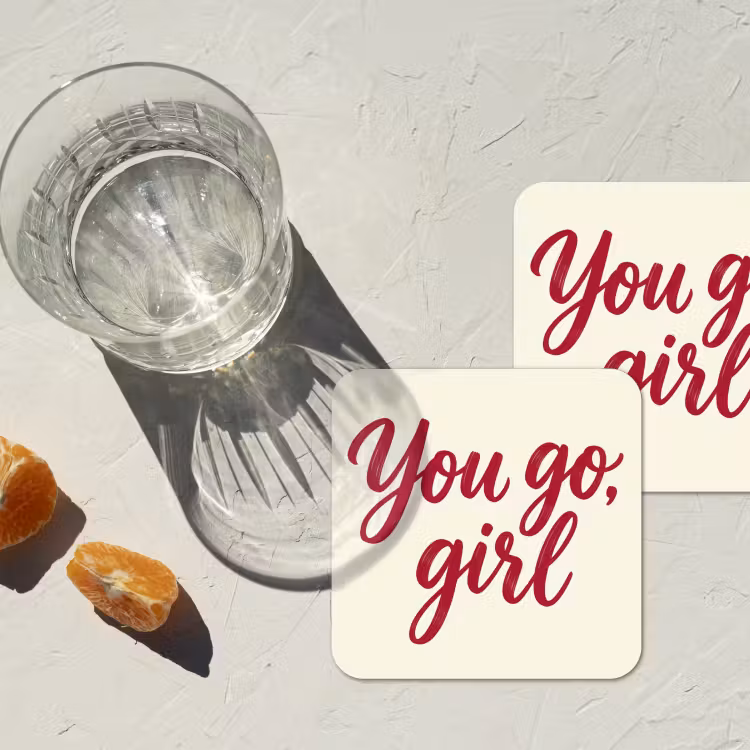 you go girl - Rood - Wit onderzetter kurk middel -sfeer4