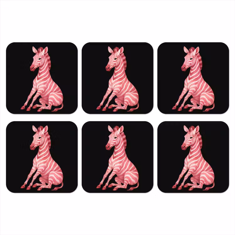 Zebra - Roze - Gestreept onderzetter kurk middel -3d
