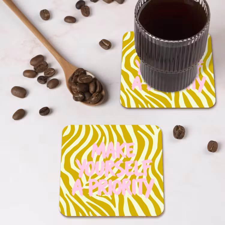 Zebraprint - Priority - Roze onderzetter kurk middel -sfeer2