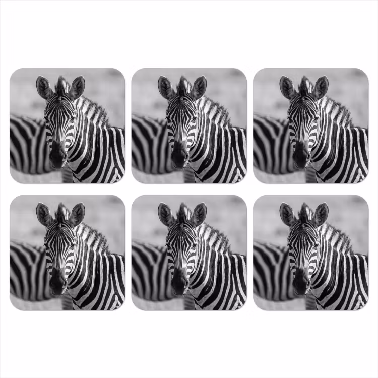 Zebra's - Zwart - Wit onderzetter kurk middel -3d