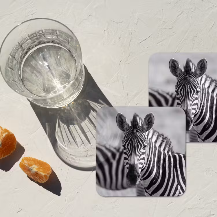 Zebra's - Zwart - Wit onderzetter kurk middel -sfeer4